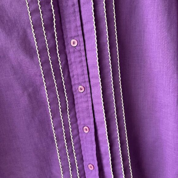 VTG Jackie Jones Miami Purple Blouse w/ Picot Scallop Trim SZ S/M - Picture 4 of 7